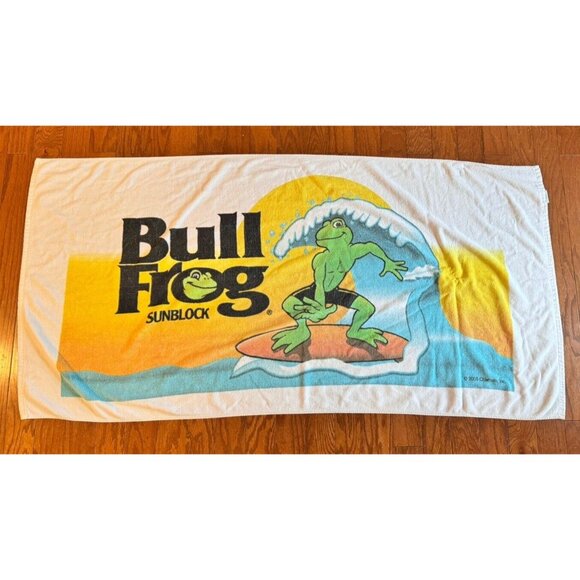 Cannon Other - Vintage Bull Frog Sunscreen Surf Bath Towel 57 x 28.5 2003 Towels Etc.